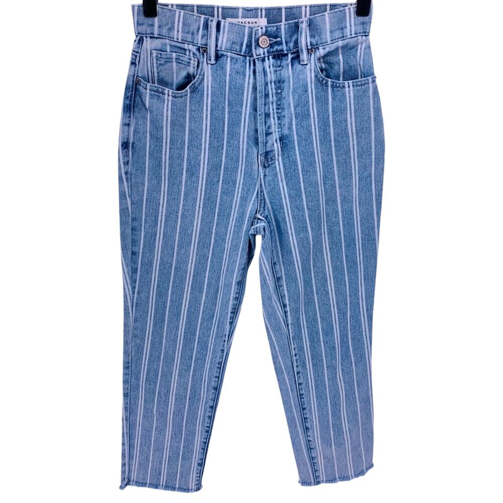Pacsun High Rise Straight Striped Cropped Jeans Womens Size 25